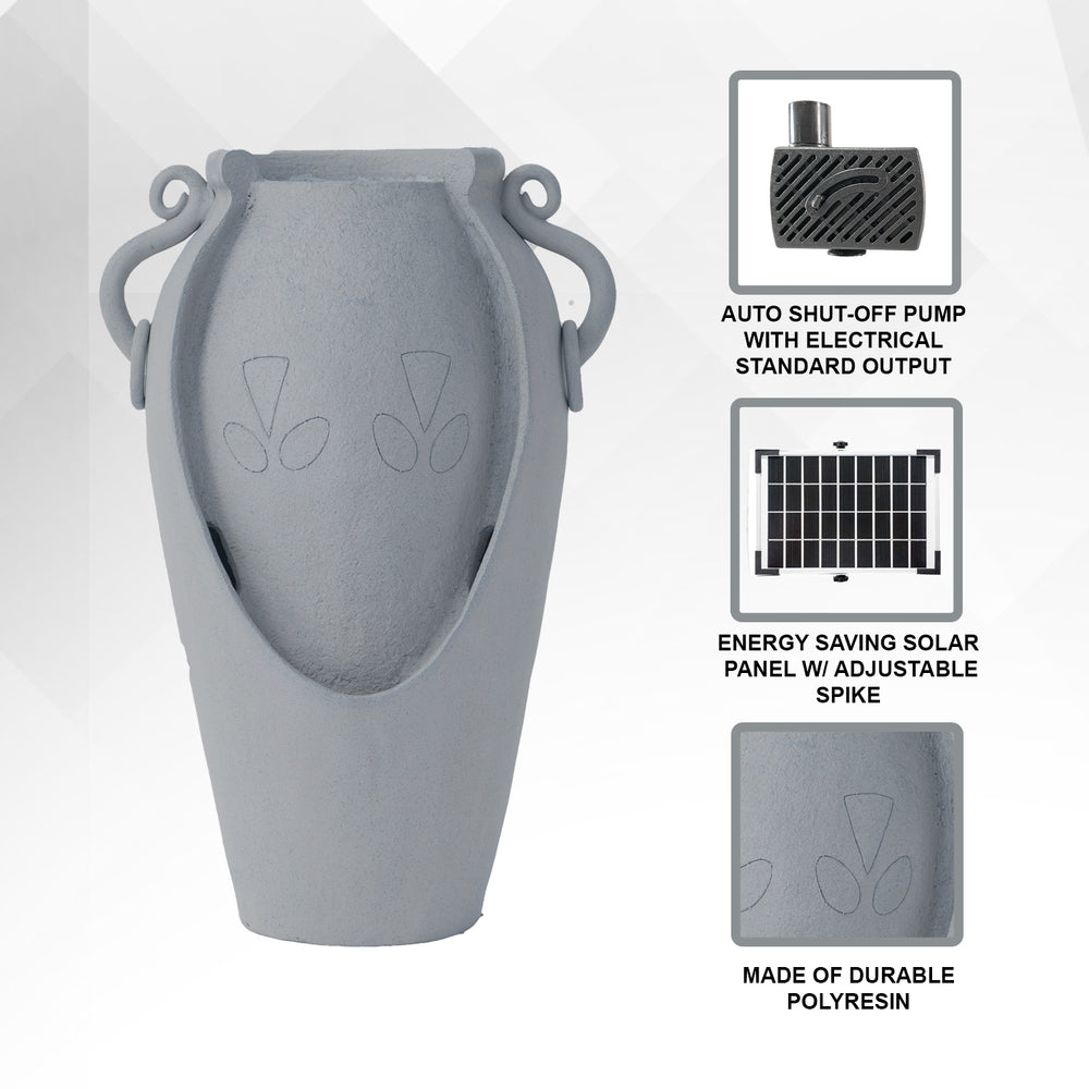Amphora Reverie — 34" Solar Pot Fountain, Gray